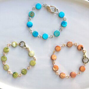 Abalone Paua Shell Disk Coin Clasp Bracelets